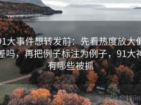 91大事件想转发前：先看热度放大偏差吗，再把例子标注为例子，91大神有哪些被抓