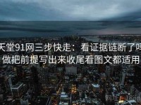天堂91网三步快走：看证据链断了吗做把前提写出来收尾看图文都适用